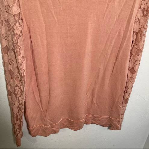 Adrianna Papell  Lace Front Sweatshirt Warm Blush