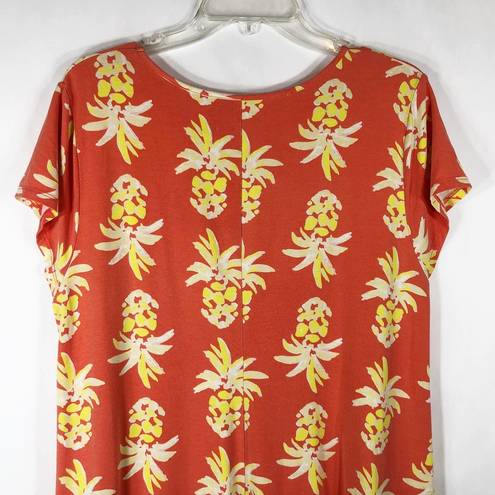 Crown & Ivy Crown Ivy XS Dress Orange Yellow Pineapple A Line Short Sleeve Above Knee 702