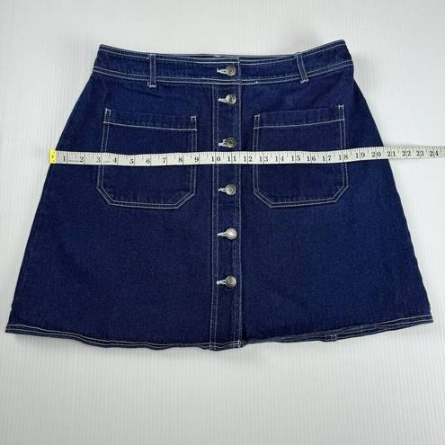 Popsugar Denim Skirt Size 14 Blue Jean Button Front Dark Wash