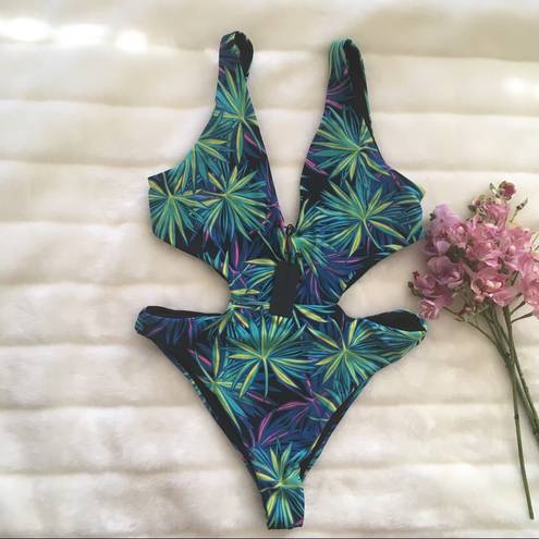 Kendall + Kylie  Palm Print Plunge Monokini 10