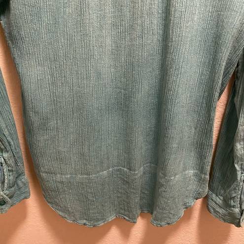 Zadig & Voltaire  Tone Crinkle Button Front Long Sleeve Top Size Medium