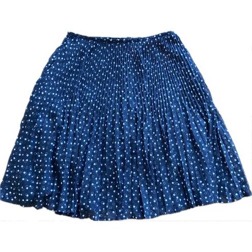 Talbots  | Navy Blue Polka Dot Accordion Pleated A-Line Midi Skirt | Size 16