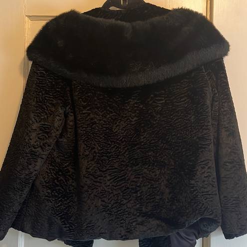 Black Shrug w/ Faux Fur Collar Handmade, No Size, Fits Like A Medium or Large