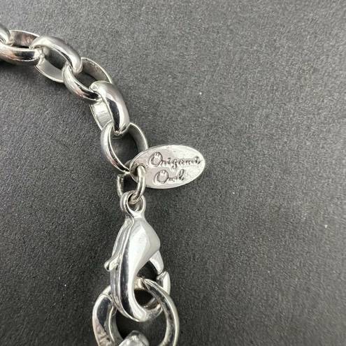 Origami Owl  Silver Tone Charm Bracelet 7” Key Green Bead Stone Charms A