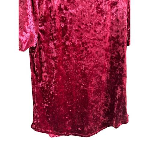 Z Supply  Women’s Medium Velvet Short Sleeve V-Neck Dark Red Blouse