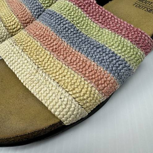 Mootsies Tootsies  Woven Slide Sandals Soft Rainbow Womens Size 9.5