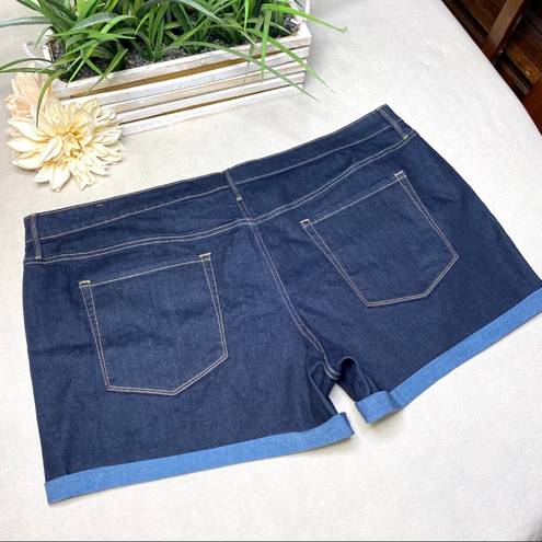 Ava & Viv  MIDI Jean Shorts Stretchy Dark Blue Plus Size 26