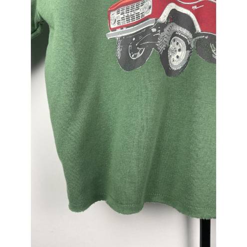 Grayson Threads Ford Bronco Christmas Green Crew Neck Long Sleeve Cropped Sweatshirt Size S