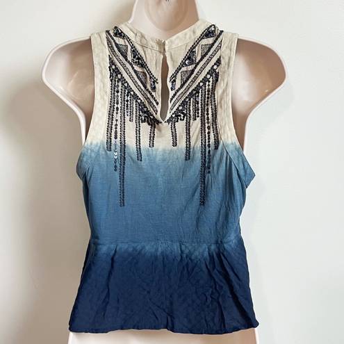 Ecote Urban Outfitters  ombré beaded sequin lightweight tank top blue bei…