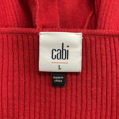 CAbi L //  Red Cabaret Ribbed Wrap Belted Cardigan Sweater