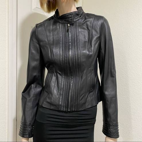 Arden B  Black 100% Genuine Leather Moto Jacket S