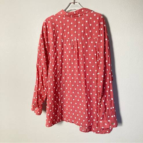 J.Jill  Blouse Women Plus 3X Embroidered Dot Lightweight Cotton Button Up V Neck