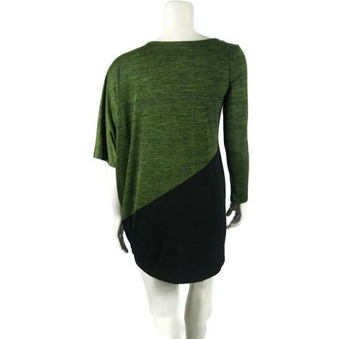 Oleg Cassini  Asymmetrical Black Green Mini Small Dress