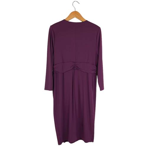 Torrid Plus 2 Solid Purple Long Sleeve Surplice Midi Flowy V-Neck Dress