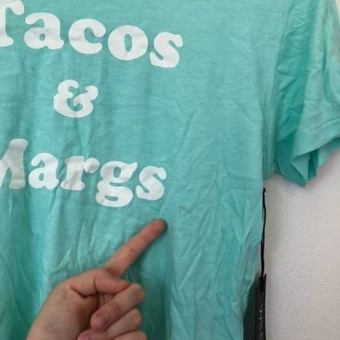 Wildfox NEW NWT  Happy Hour Tee Aqua Blue Green Tacos Margs Graphic Short Sleeve