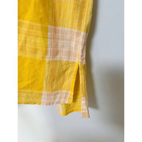 Style & Co  Womens  Short Sleeve Plaid Camp Shirt Daisy Daze Yellow Size PS