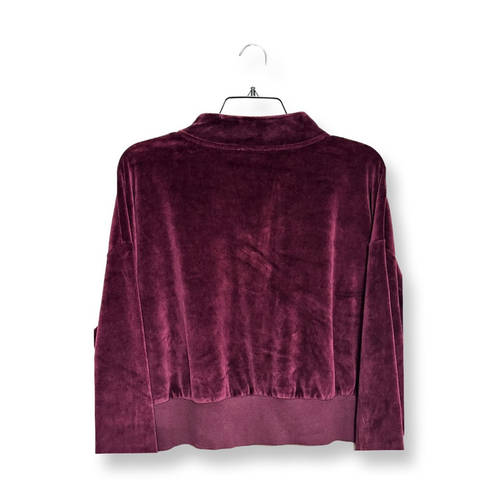 Abound  Womens Cropped Sweatshirt Maroon Velvet 1/4 Zip Stretch Plus 1X New