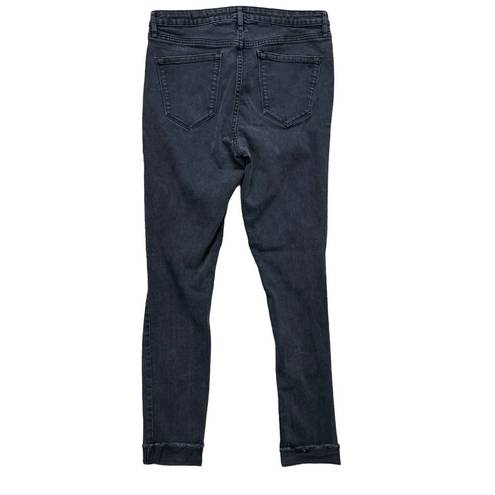 William Rast  High Rise Skinny Jeans Black Distressed Raw Hem Sculpted 31x28