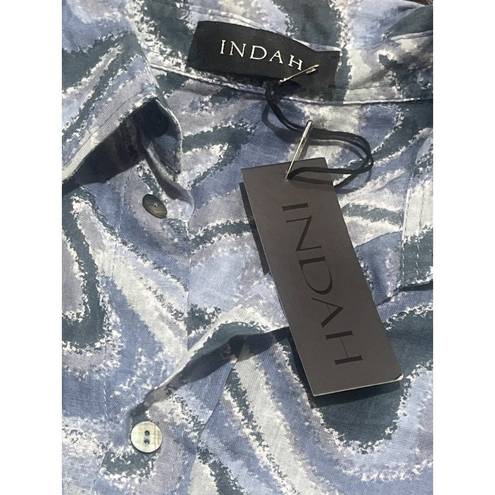 Indah  Como Oversize Button Up Shirt in Imagine Blue Small Medium New Women’s