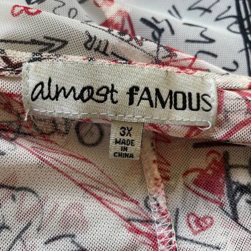 Almost Famous Graffiti Love Print Sheer Duster