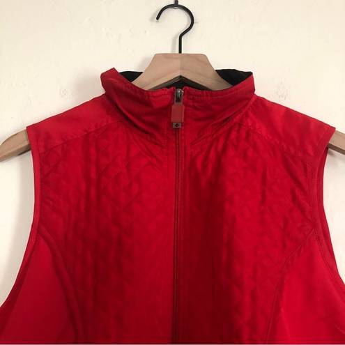 Oleg Cassini  SPORT Red Quilted Black Collar Sleeveless Windbreaker Vest Jacket