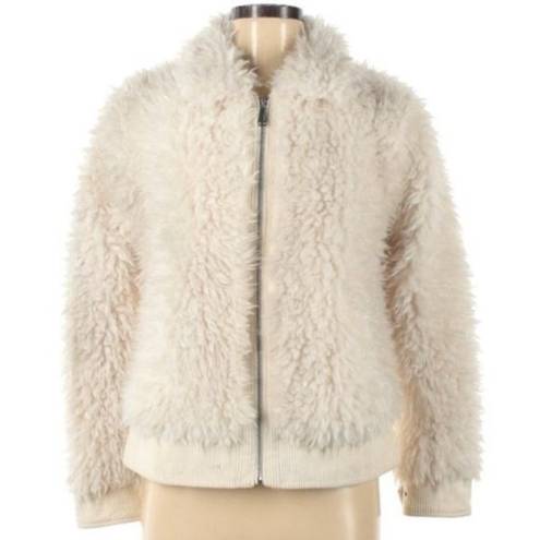 BCBGeneration  Zip Front Faux Fur Jacket in Cream