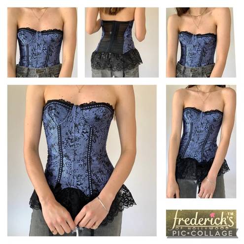 Frederick's of Hollywood Y2K Frederick’s of Hollywood bustier in purple with black lace ruffles size 34