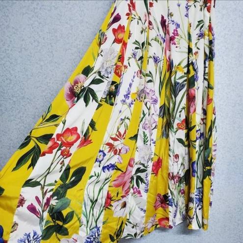 Rococo  Sand Aprile Floral Maxi Skirt Size 0 Yellow Multi Paneled NWOT