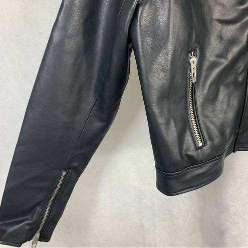 BLANK NYC  Faux Leather Vegan Friendly Moto Biker Jacket Black Size Large