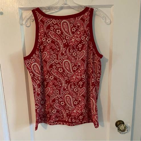 Tommy Hilfiger  XLarge Cranberry Paisley Tank with Buttons in front