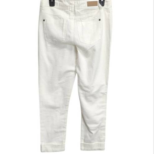 Elan  Boyfriend Denim Distressed White Ripped Jeans Size Small