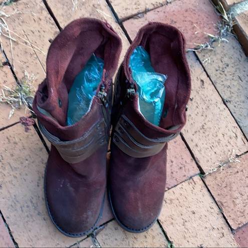 FREEBIRD by Steven Freebird Steven Blaze Booties Burgundy Maroon Suede Red Wine Stacked Heel Boot