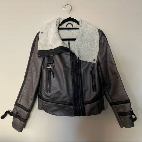 Tobi Grey and Black The Lucky One Moto Fleece Jacket