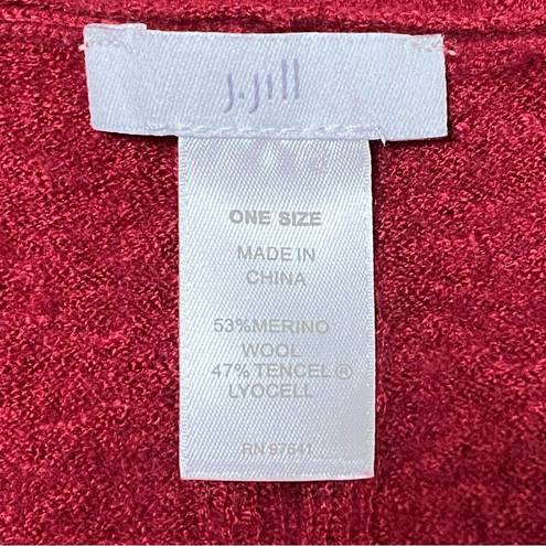 J.Jill  Bordeaux Cranberry Merino Wool Blend Poncho Sweater One Size