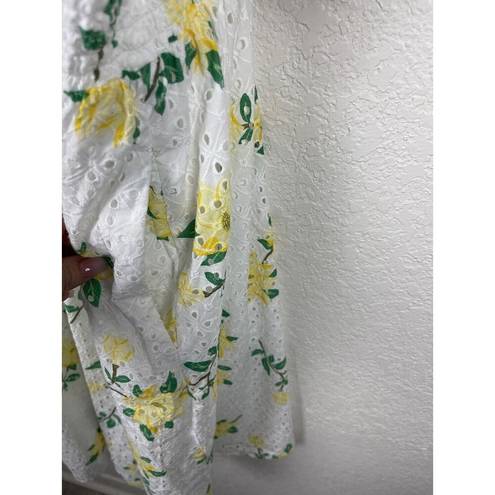 Draper James  Womens Dress Size 2X White Yellow Floral Boho Garden Party Girly