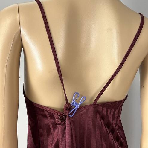 Petra Fashions Vintage  Size Medium Chemise Shimmer Stripes Burgundy Nighty Dress