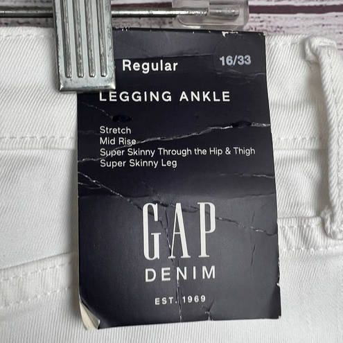 Gap  Women's White Straight Leg Ankle  Legging Denim Jeans Sz 16/33 NWT
