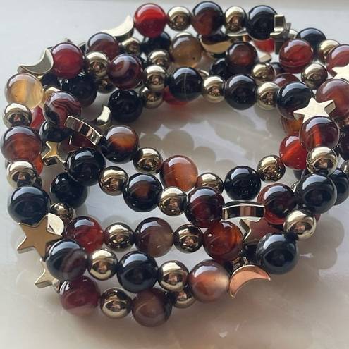 Onyx Sardonyx  carnelian ONE NEW stretch beaded bracelet natural stone crystal st