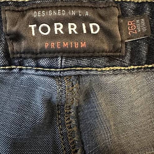 Torrid  Sky High Skinny Premium Stretch Jeans Cropped Whisker Medium Wash 26R