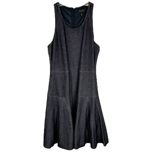 Rag and Bone  Size 6 Enigma Dress Fit n Flare Drop Waist Black Mini Sleeveless 1470