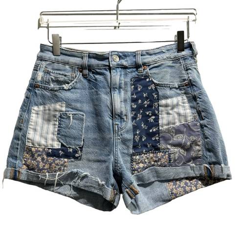 American Eagle  Patchwork Distressed Rolled Cuff Denim Shorts 8