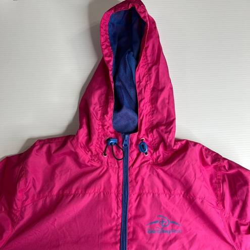  Parks Walt Disney World Women's Windbreaker Hooded Pink Rain Jacket Sz L