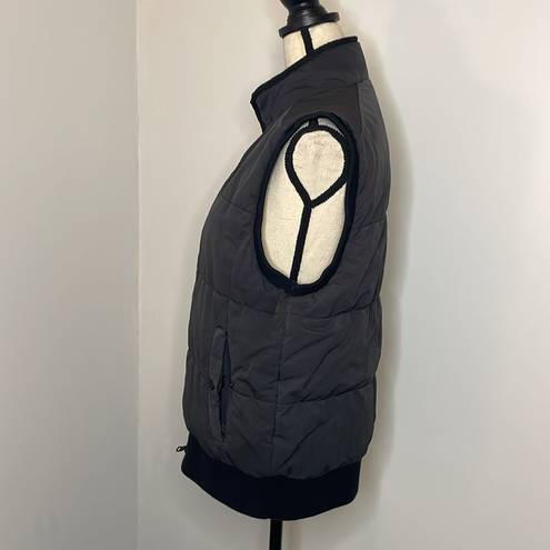 Banana Republic  Black Grey Padded Puffer Classic Zipper Front Vest size Large