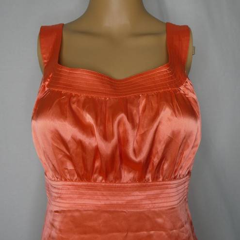 Cache  Satin Blouse Cami Scoop Square Neck Keyhole Orange Small Sherbet Tangerine