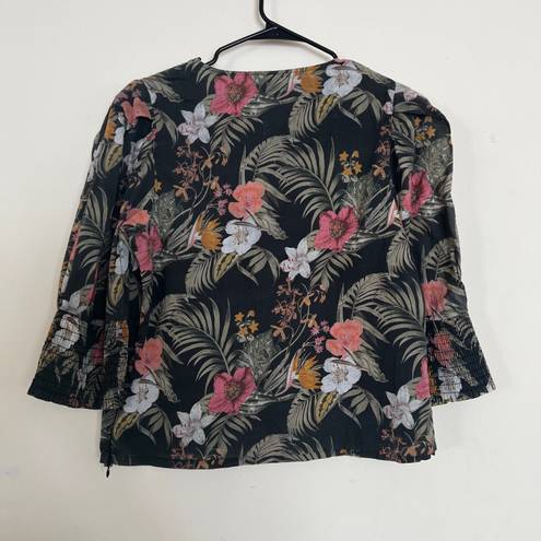 Rebecca Minkoff Geneva Tropical Floral Puff Sleeve Top