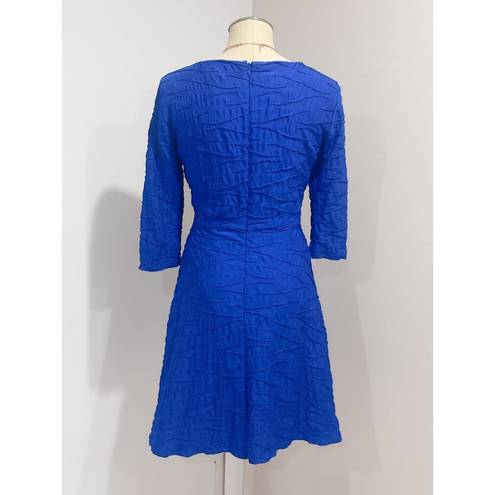 Donna Morgan  Women's Blue Textured Stretch Fit & Flare Dress Size 12
