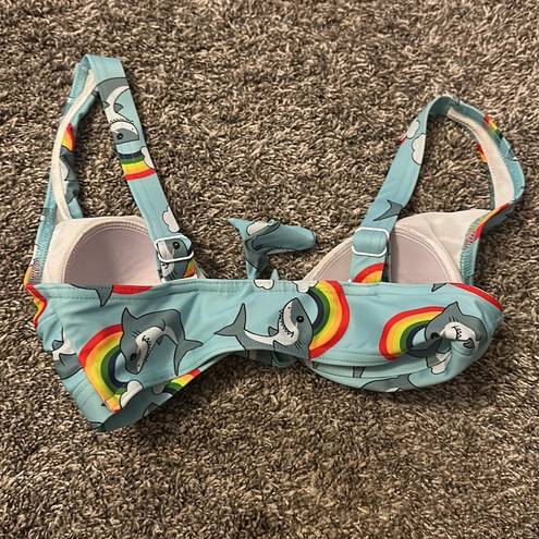 Modcloth  | 2 piece swimsuit |  rainbow shark print | Top: XS, Bottom: S