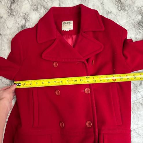 Hilary Radley Vintage Wool Cashmere Made in Italy Blend Red PeaCoat Coat size 2 Petite HEMMED