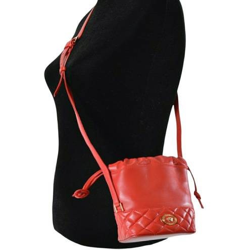 Versace  Crossbody Bucket Mini Purse Red Lambskin Leather Medusa Head Medallion