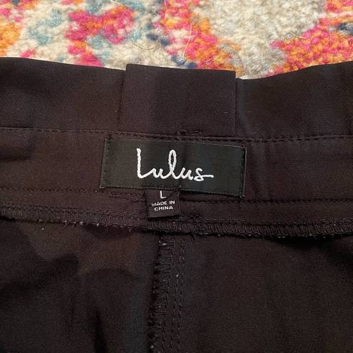 Lulus Lulu’s black ruffle hem ribbon tie pants women’s size large